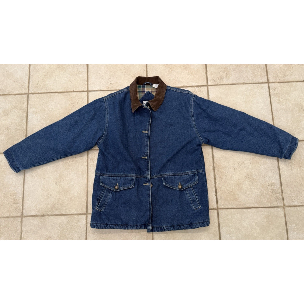 VTG Arizona Jean Co. Flannel Lined Jean Jacket Corduroy Collar - Girls Sz. 14.5 - Picture 7 of 12